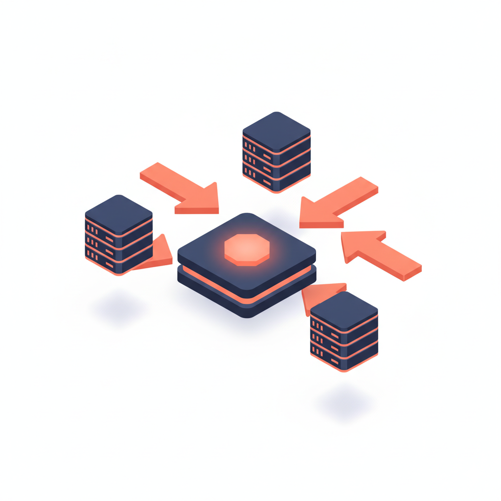 Step 2 of Vayne email enrichment: parallel waterfall engine querying multiple B2B data vendors simultaneously and cross-referencing results for maximum accuracy