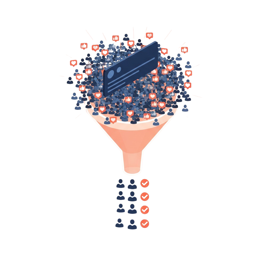 Diagram showing how LinkedIn post engagement signals — likes and comments — are captured by Vayne and turned into outbound leads