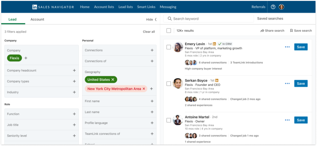 Sales Navigator search with lead filters built automatically by an AI agent through the Vayne MCP